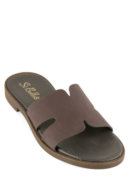 Leder Flache Sandalen für Damen in Braun Farbe