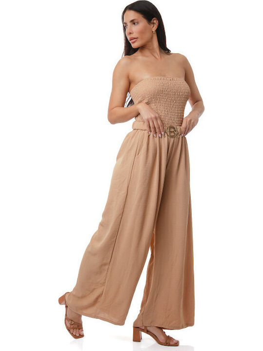 Women's Strapless One-piece Suit Beige