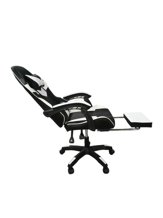 Bakaji 02842903 Καρέκλα Gaming Δερματίνης με Υποπόδιο Λευκή