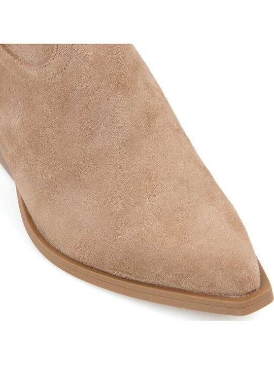 Suede Women's Cowboy Boots Beige