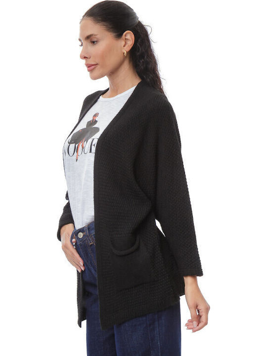 Lungă Jachetă de damă tricotată Black