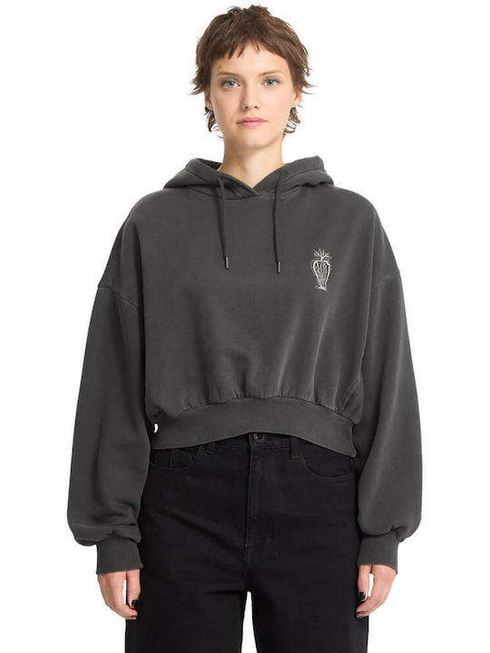Vaderetro Cropped Women's Sweatshirt Hooded Vintage Black