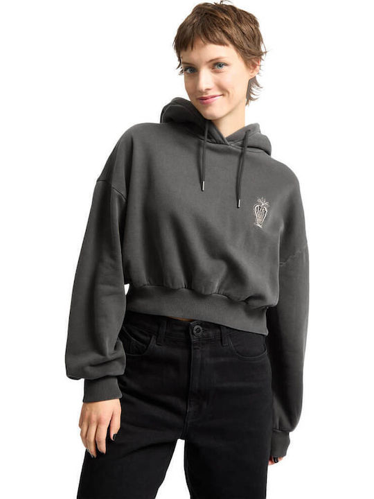 Vaderetro Cropped Women's Sweatshirt Hooded Vintage Black