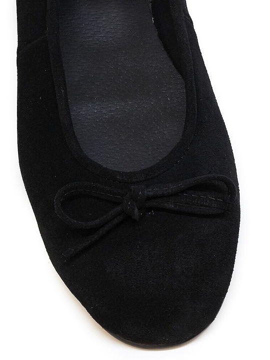 Leder Damen Ballerinas Schwarze