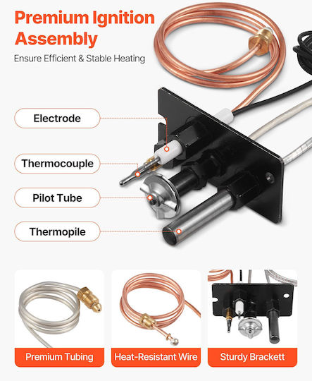 Vevor Gas Fireplace Pilot Assembly Natural Gas & LPG Suitable for Majestic Vermont Castings Temco Rqbldhzjsdzjs88ty001v7