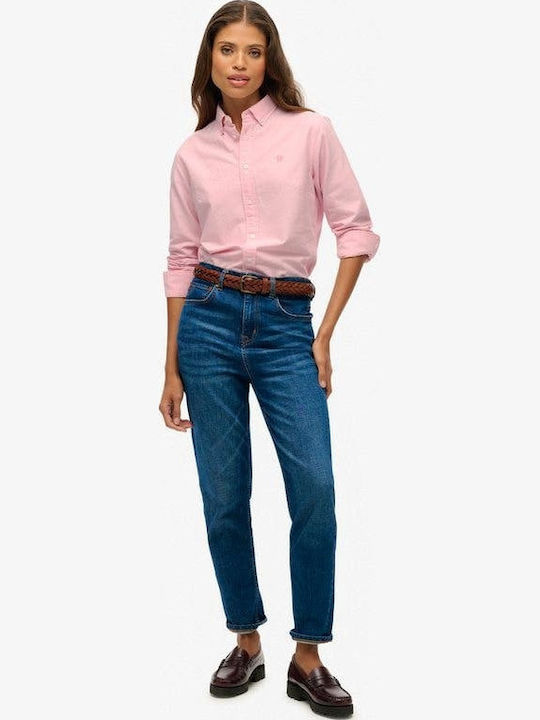 Long Sleeve Women's Cotton Shirt Pink