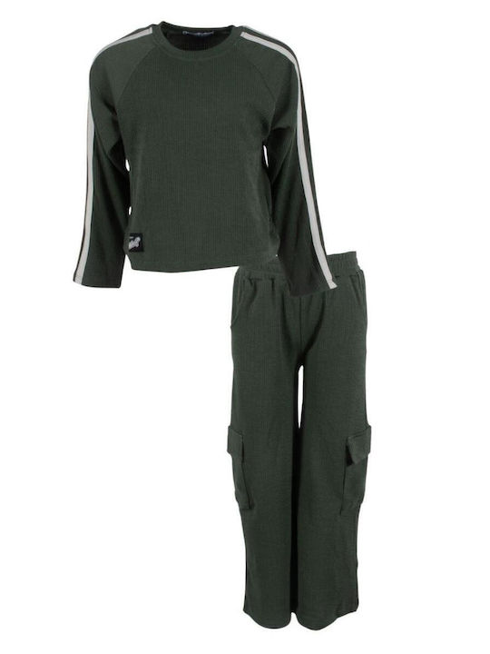 Kids Sweatpants Set Khaki 2pcs