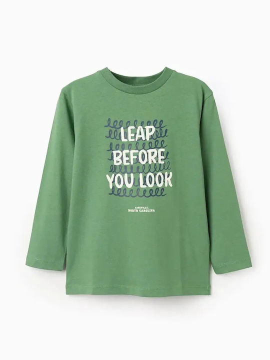 Παιδική Μπλούζα Μακρυμάνικη Πράσινη Leap Before You Look