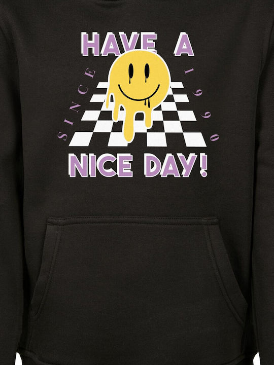 Fleece Kinder-Sweatshirt mit Kapuze und Taschen Schwarz