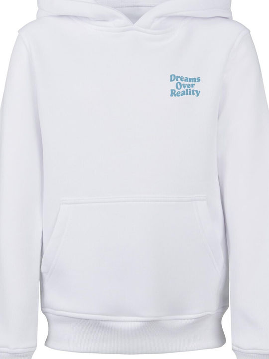 Fleece Kinder-Sweatshirt mit Kapuze und Taschen Weiß