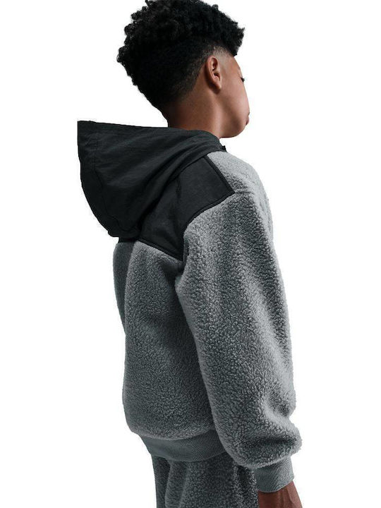 Fleece Kids Sweatshirt with Hood and Pockets Gray