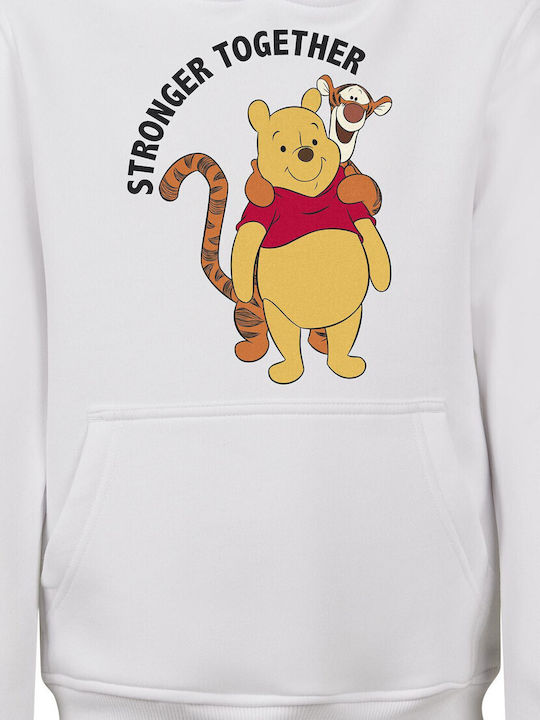 Fleece Kinder-Sweatshirt mit Kapuze und Taschen Weiß