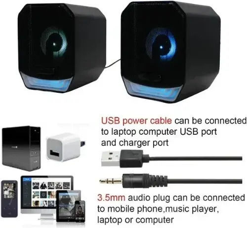 Andowl 2.0 Speakers with RGB 6W Black