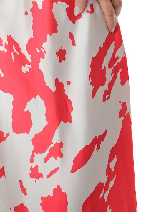 Satin Midi Skirt Leopard Animal Print