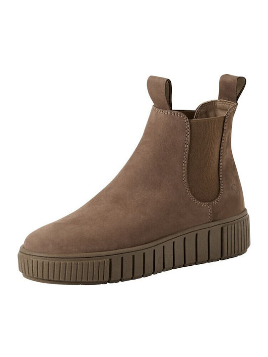 Leather Women's Ankle Boots Platform Taupe
