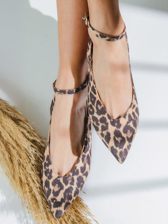 Suede Γυναικείες Μπαλαρίνες Slingback με Λουράκι