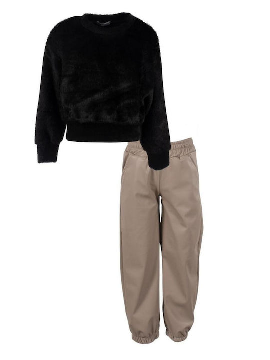 Kids' Set with Pants Winter 2pcs Ecru, Black