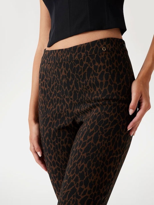 Damen Stoff Hose Leopard Leopard