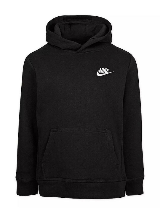 Fleece Kids Sweatshirt with Hood Black Sportswear Club