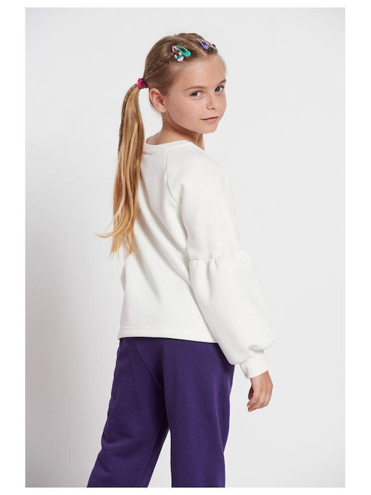 Kids Sweatshirt with Hood and Pockets White