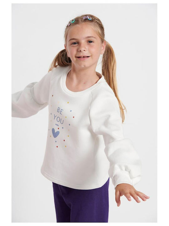 Kids Sweatshirt with Hood and Pockets White