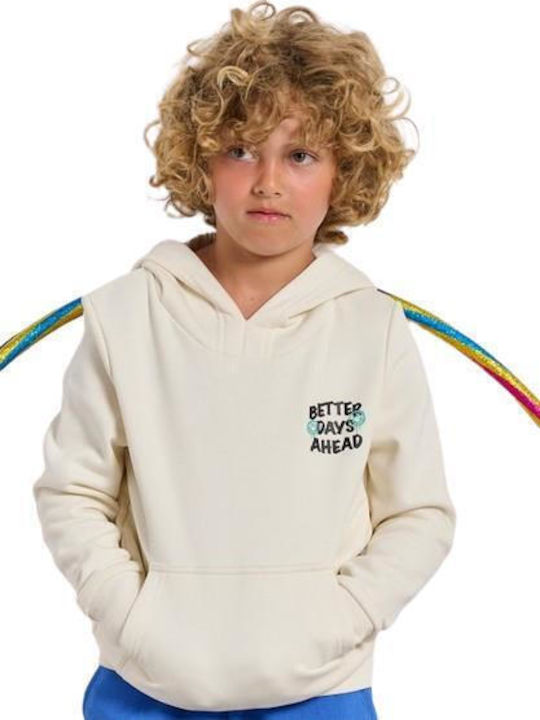 Kids Sweatshirt with Hood and Pockets Beige Sweater