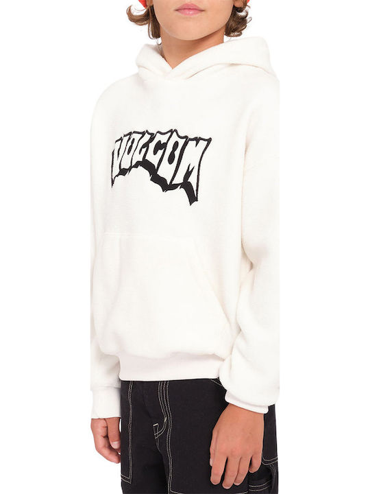 Fleece Kinder-Sweatshirt mit Kapuze und Taschen white Tookool