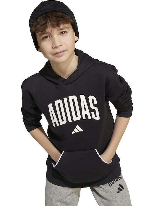Kids Sweatshirt with Hood and Pockets Black Essentials