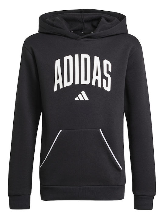 Kids Sweatshirt with Hood and Pockets Black Essentials