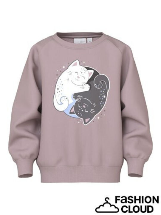 Kids Sweatshirt Keepsake Lilac, Yin Yang Cat Lilac