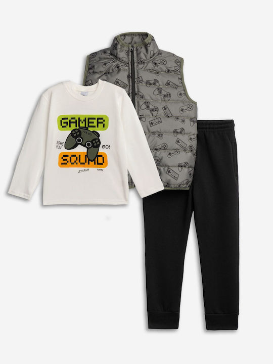 Kids' Set with Pants & Outerwear Winter 3pcs Khaki