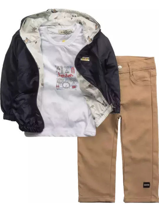 Kids' Set with Pants & Outerwear Winter 3pcs Blue Navy