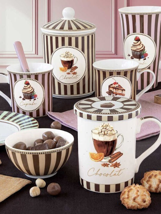 Easylife Set of Cups Coffee Porcelain Multicolored 100ml 6pcs
