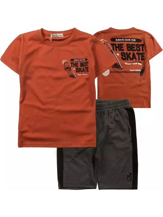 Kids' Set with Shorts Summer 2pcs Orange - Gray