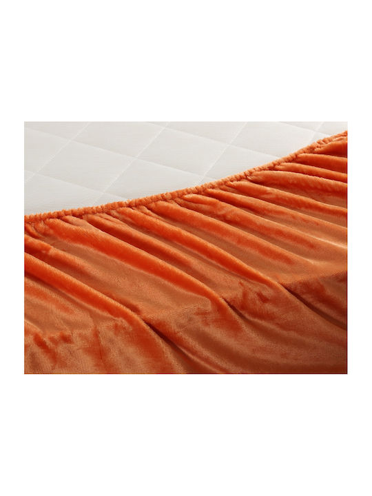 Silk Fashion Sheet Super-Double with Elastic 160x200cm. Fleece Solid Copper Tan