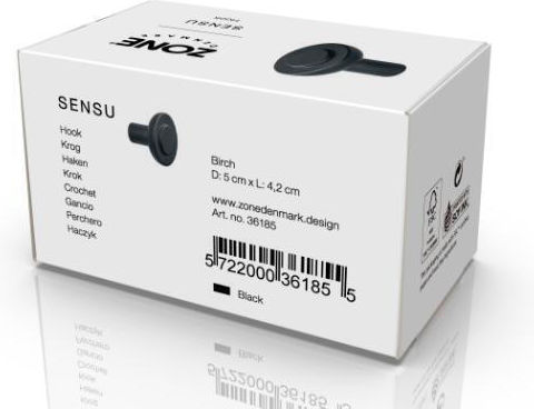 Zone Denmark Agățătoare De Perete Din Lemn Neagră 5x5x4.2cm