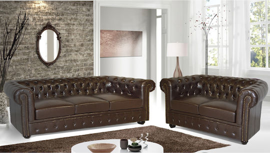 Set de Sufragerie Chesterfield Alb Mat 3-Seater & 2-Seater