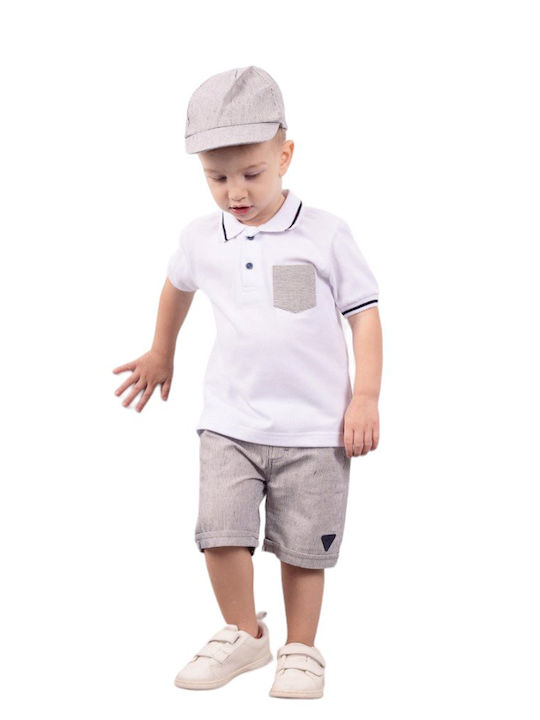 Kids' Set with Shorts Summer 2pcs White/Grey