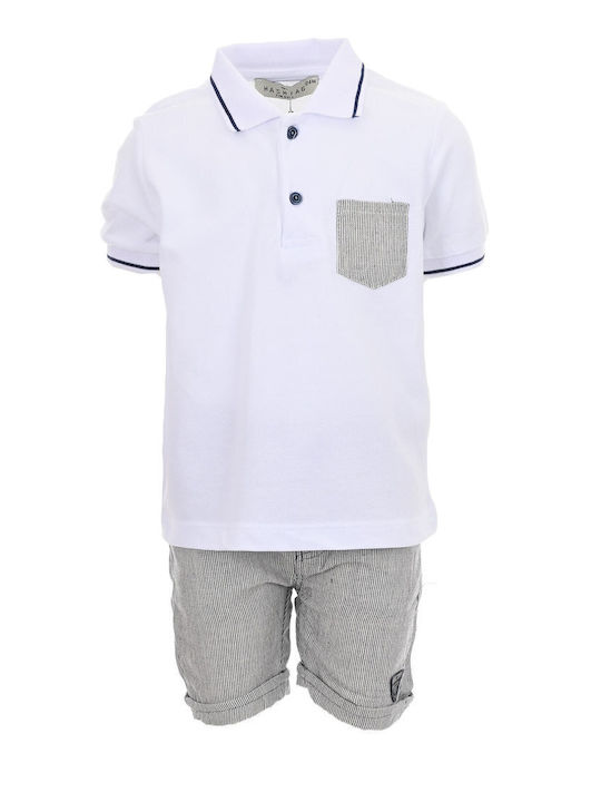 Kids' Set with Shorts Summer 2pcs White/Grey