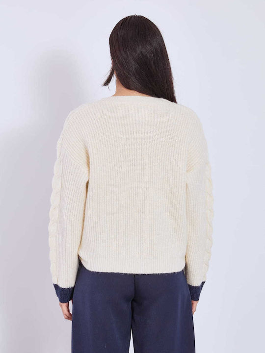Celestino Damen Strickjacke Zweifarbigkeit Am Ärmel Loose Fit Beige