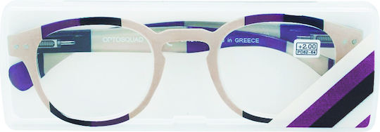 Optosquad Reading Glasses +4.00 Pocket in Beige color OPT9980-3