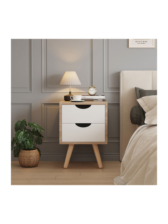 Wooden Bedside Table Beige 29.7x29.7x45cm