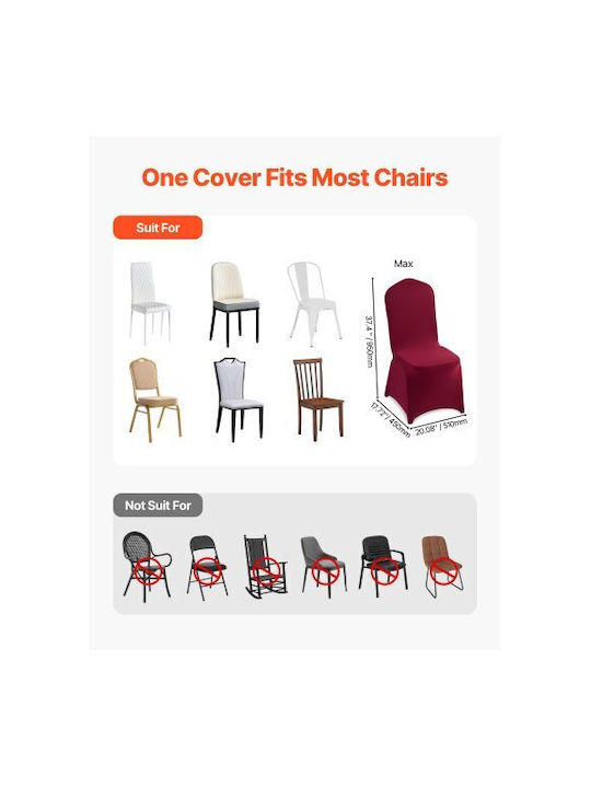 Vevor Elastic Cover for Chair Burgundy 50pcs YTJHS50PCSZKO2ELR001V0