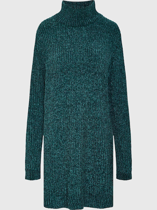 Mini Dress Knitted Turtleneck Green FBL012-100-13-Dark Sea