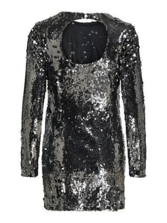 Mini Abendkleid Off-Shoulder Grau