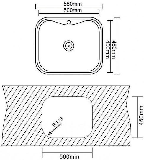 Inter Ceramic Ένθετος Νεροχύτης Inox Μ58xΠ48cm Γκρι