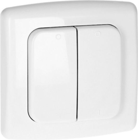 Orno Switch 2 Channels Radio Transmitter Στεγανός Επιτοίχιος Διακόπτης Τοίχου Wi-Fi Διπλός Λευκός