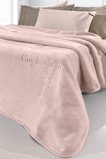 Guy Laroche Logo Pătură Catifea Simplă 160x220 cm Pudră