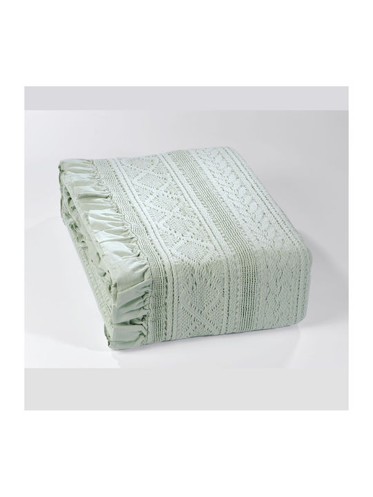 Down Town Home 454 Pique Blanket Single 170x240cm Aqua Border