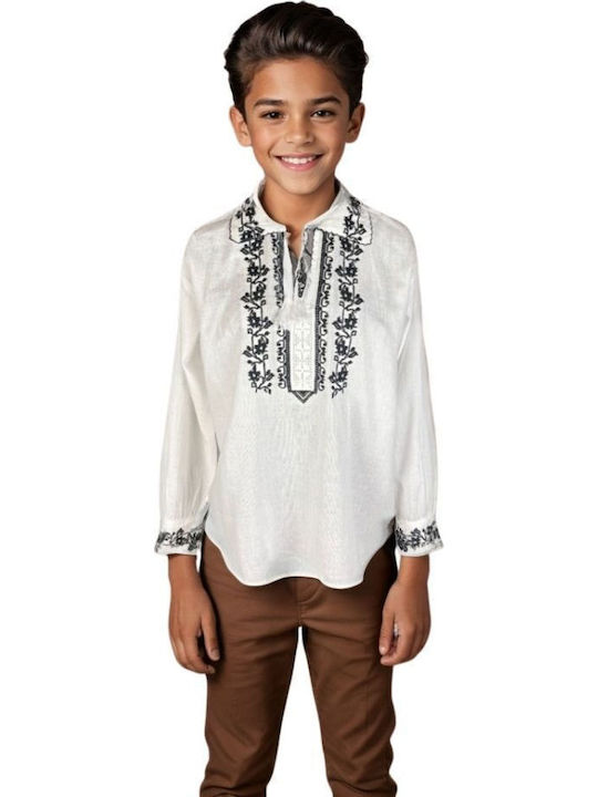 Kids' Shirt Long Sleeve White, Black